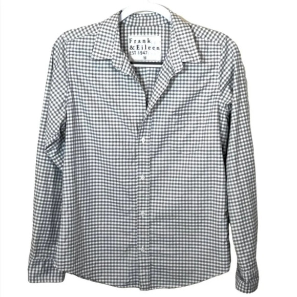 Frank & Eileen Barry Check Button-Up Shirt  in Gray size Medium - Picture 1 of 10